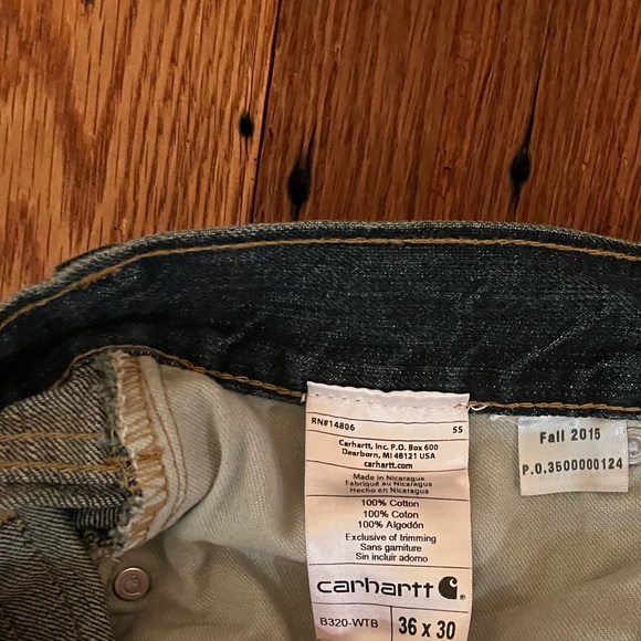 Carhartt Blue Denim Jeans relaxed fit 36x30 EUC NONSMOKING HOME - Picture 4 of 6